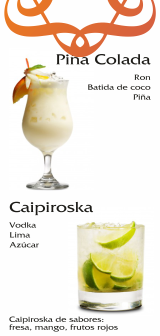 Cocktail Piña Colada y Caipiroska