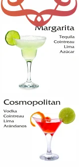 Cocktail Margarita y Cosmopolitan